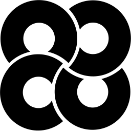 Mark 1000: Four thick rings overlapping in a cloverleaf. Circles, designed by Yusaku Kamekura for Project. Trademarks & Symbols Vol. 2, Kuwayama, 1973.
