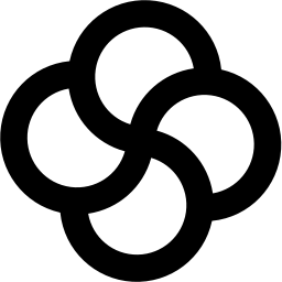 Mark 1003: Four thick rings linked in a turning square arrangement. Circles, designed by Bertil Anderson-Bertilson for Project. Trademarks & Symbols Vol. 2, Kuwayama, 1973.