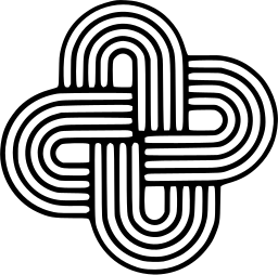 Mark 1005: Interlaced knot of parallel stripes with long looped arms. Circles, for Technical School. Trademarks & Symbols Vol. 2, Kuwayama, 1973.