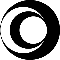 Mark 1008: Thick ring set inside a crescent that wraps its left side. Circles. Trademarks & Symbols Vol. 2, Kuwayama, 1973.