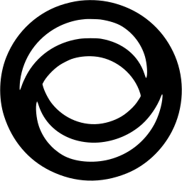 Mark 1009: Thick ring holding two crescent bands that overlap like an eye. Circles, designed by Peter Wildbur for Helicon Systems. Trademarks & Symbols Vol. 2, Kuwayama, 1973.