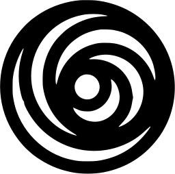 Mark 1013: Layers of curved spiral bands winding to a dot at the centre. Circles, designed by G. Dean Smith for American Contemporary Radio Network. Trademarks & Symbols Vol. 2, Kuwayama, 1973.