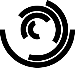 Mark 1019: Broken ring arcs of different lengths around a small open centre. Circles, designed by Anton Stankowski for Rotatron. Trademarks & Symbols Vol. 2, Kuwayama, 1973.