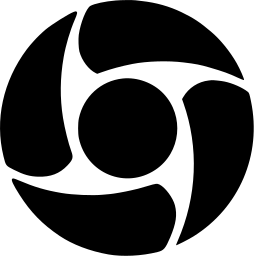 Mark 1025: Black disc with three curved blades around a round centre. Circles, designed by Frédéric Riz à Porta. Trademarks & Symbols Vol. 2, Kuwayama, 1973.