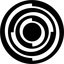 Mark 1029: Concentric rings with stepped gaps around a solid black centre. Circles, designed by Yusaku Kamekura for Project. Trademarks & Symbols Vol. 2, Kuwayama, 1973.