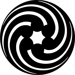 Mark 1030: Thick spiral bands whirling around a small star shaped centre. Circles, designed by Yusaku Kamekura for Tozai Cultural Exchange Association. Trademarks & Symbols Vol. 2, Kuwayama, 1973.
