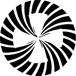 Mark 1037: Disc of striped curved bands twisting into the centre. Circles, designed by Franz Hermmann Wills. Trademarks & Symbols Vol. 2, Kuwayama, 1973.