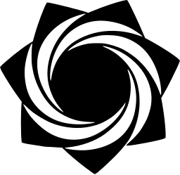 Mark 1038: Seven pointed star with curved white bands spiralling into a black centre. Circles, designed by Sandgren & Murtha, Inc. for United Fruit. Trademarks & Symbols Vol. 2, Kuwayama, 1973.