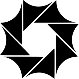 Mark 1039: Eight triangles with curved edges turning like a pinwheel star. Circles, designed by Alistair Justason, Stewart & Morrison Ltd. & Hans Kleefeld for Province of Ontario Government. Trademarks & Symbols Vol. 2, Kuwayama, 1973.