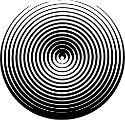 Mark 1042: Concentric black rings of tightening spacing around a pin point. Circles, designed by Franco Grignani for Advertising in Italy. Trademarks & Symbols Vol. 2, Kuwayama, 1973.