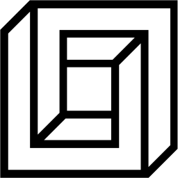 Mark 1047: Nested square frames drawn in perspective like a deep box. Rectangles, designed by Hess And/Or Antupit for Perfect Film Corp. Trademarks & Symbols Vol. 2, Kuwayama, 1973.