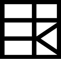 Mark 1049: Six pane grid with a triangle wedge cutting into the lower right. Rectangles, designed by Helmut Lortz for College of Fine Arts. Trademarks & Symbols Vol. 2, Kuwayama, 1973.