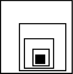 Mark 1051: Five squares nested toward the lower right corner. Rectangles, designed by Anton Stankowski for Planen und Wohnen. Trademarks & Symbols Vol. 2, Kuwayama, 1973.