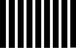 Mark 1055: Row of eight vertical black bars of varied widths. Rectangles, designed by Dickenus Design Group for Nekoosa-Edwards Paper Co. Trademarks & Symbols Vol. 2, Kuwayama, 1973.