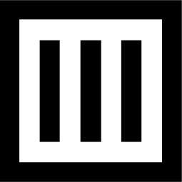 Mark 1056: Three vertical black bars inside a thick square frame. Rectangles, designed by A. G. Fronzoni for Orma. Trademarks & Symbols Vol. 2, Kuwayama, 1973.