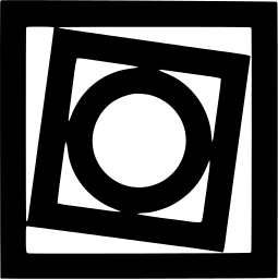 Mark 1059: Ring in white inside a tilted black square within a square frame. Rectangles, designed by Walter Bangerter for Walter Nievergelt. Trademarks & Symbols Vol. 2, Kuwayama, 1973.
