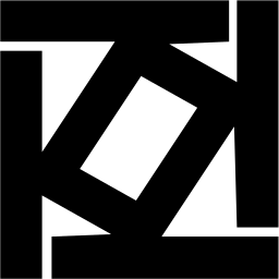 Mark 1060: Interlocking black blocks around a tilted white rectangle. Rectangles, designed by Kristjan Kristjansson. Trademarks & Symbols Vol. 2, Kuwayama, 1973.