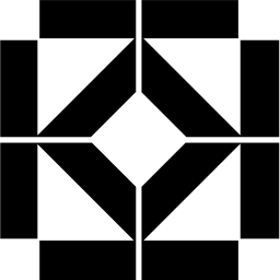 Mark 1061: Symmetric pattern of black blocks and triangles around a diamond. Rectangles, designed by Ablam Games. Trademarks & Symbols Vol. 2, Kuwayama, 1973.
