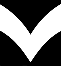 Mark 1067: Two curved blades meeting in a V with a pointed gap. Rectangles, for Heinz Böninghausen Layoatsatz. Trademarks & Symbols Vol. 2, Kuwayama, 1973.