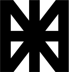 Mark 1072: Black blocks and triangles forming a mirrored asterisk. Rectangles, designed by Chermayeff & Geismar Associates for American Institute of Architects. Trademarks & Symbols Vol. 2, Kuwayama, 1973.