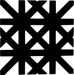 Mark 1074: Lattice of crossing diagonal and straight bars. Rectangles, designed by Ettore Sottsass for Olivetti. Trademarks & Symbols Vol. 2, Kuwayama, 1973.