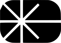 Mark 1075: Rounded black block cut by thin white radiating lines. Rectangles, designed by Bob Noorda for La Comete. Trademarks & Symbols Vol. 2, Kuwayama, 1973.