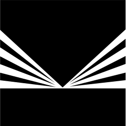Mark 1077: Solid V shape with white rays fanning out beneath it. Rectangles, designed by Stephan Kantscheff. Trademarks & Symbols Vol. 2, Kuwayama, 1973.
