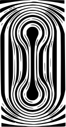Mark 1079: Nested elongated ovals of fine lines pinched at the middle. Rectangles, designed by Francois Dallegret for Aspen Design Conference. Trademarks & Symbols Vol. 2, Kuwayama, 1973.