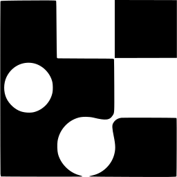 Mark 1088: Black square with two white circles and rounded step cutouts. Rectangles, designed by Gerstner, Gredinger+Kutter for Cliche Schwitter AG. Trademarks & Symbols Vol. 2, Kuwayama, 1973.
