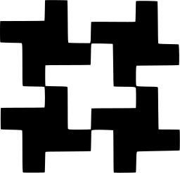 Mark 1089: Interlocking plus shaped blocks forming a wide lattice. Rectangles, designed by Franco Grignani for Maestrelli. Trademarks & Symbols Vol. 2, Kuwayama, 1973.