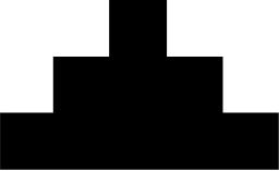Mark 1096: Stepped block pyramid of three widening black layers. Rectangles, designed by Jim Miho & Tomoko Miho for Museum for Black Culture & History. Trademarks & Symbols Vol. 2, Kuwayama, 1973.