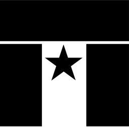 Mark 1104: Small black star in a white panel between a wide bar and a tall column. Rectangles, designed by George K. Buckow for Bank of Texas. Trademarks & Symbols Vol. 2, Kuwayama, 1973.