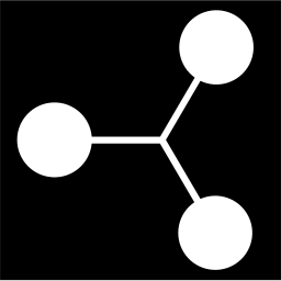 Mark 1106: Three white circles joined by lines to a central node on black. Rectangles, for Miro Book Service. Trademarks & Symbols Vol. 2, Kuwayama, 1973.