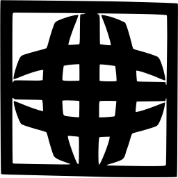 Mark 1117: Gridded globe in white and black on a square field. Rectangles, designed by Daniele Baroni for Mondadori. Trademarks & Symbols Vol. 2, Kuwayama, 1973.