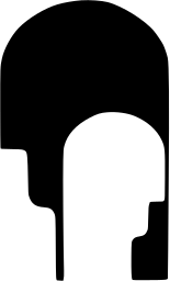 Mark 112: Rounded head shape with a deep arched opening cut into its lower half. Faces, designed by Michel Dattel for KNXT-TV. Trademarks & Symbols Vol. 2, Kuwayama, 1973.