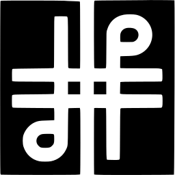 Mark 1131: White crossing bars with rounded hook ends on a black square. Rectangles, designed by Adolf Flückiger for Bernese Orchestral Society. Trademarks & Symbols Vol. 2, Kuwayama, 1973.