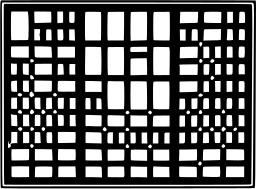 Mark 1133: Dense grid of small rectangles inside a double line frame. Rectangles, designed by Kurt Weidemann. Trademarks & Symbols Vol. 2, Kuwayama, 1973.