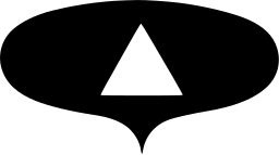 Mark 1135: White triangle inside a black oval that ends in a small point. Triangles, designed by Kenji Ito for Hotel Kirishima. Trademarks & Symbols Vol. 2, Kuwayama, 1973.