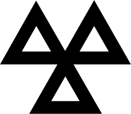 Mark 1138: Three triangle outlines arranged in a larger triangle. Triangles, designed by Jock Kinneir for Ministry of Transport. Trademarks & Symbols Vol. 2, Kuwayama, 1973.