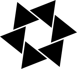 Mark 1144: Six triangles turning in a ring around an open centre. Triangles, designed by I. Chermayeff+H. Hegemann, Chermayeff & Geismar Assoc. Trademarks & Symbols Vol. 2, Kuwayama, 1973.