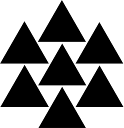 Mark 1146: Seven small triangles tiled around a central one. Triangles, designed by Russell A. Sandgren for Forest History Association. Trademarks & Symbols Vol. 2, Kuwayama, 1973.