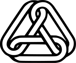 Mark 1151: Triangle of interlinked rope like chain links. Triangles, designed by Heinz Schwabe. Trademarks & Symbols Vol. 2, Kuwayama, 1973.