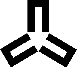 Mark 1160: Three right angled arms joined at the centre, one with a gap. Triangles, designed by Van Dyck Associates for E. G. & G. Inc. Trademarks & Symbols Vol. 2, Kuwayama, 1973.