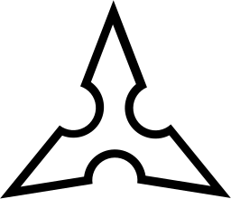 Mark 1163: Triangle outline with rounded notches along its three sides. Triangles, designed by Olof Eriksson for Ingeniörförbundet. Trademarks & Symbols Vol. 2, Kuwayama, 1973.
