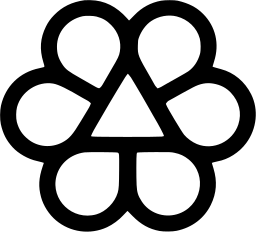 Mark 1165: Ring of five rounded petals around a central triangle. Triangles, designed by Fritz Gottschalk+Gottschalk & Ash for Broome County. Trademarks & Symbols Vol. 2, Kuwayama, 1973.