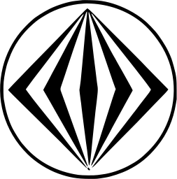 Mark 1170: Diamond of tapered bars inside a thin circle. Triangles, designed by Yusaku Kamekura. Trademarks & Symbols Vol. 2, Kuwayama, 1973.