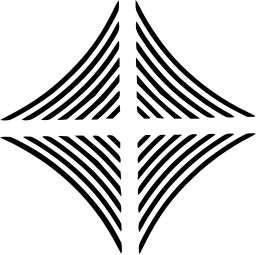 Mark 1181: Four sets of curved fine lines forming a concave star. Polygons, designed by Hiromu Hara for Shintoku. Trademarks & Symbols Vol. 2, Kuwayama, 1973.