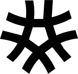 Mark 1196: Five curved bars radiating from a pentagon in the centre. Polygons, designed by Anton Stankowski. Trademarks & Symbols Vol. 2, Kuwayama, 1973.