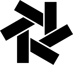 Mark 1198: Six rectangular bars turning around an empty centre. Polygons, designed by Arnold Saks for Ready Rent-All. Trademarks & Symbols Vol. 2, Kuwayama, 1973.