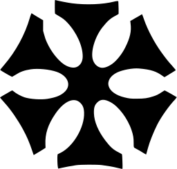 Mark 1199: Four petal flower of black teardrops inside a cross shaped form. Polygons, designed by Lane-Bender for New York World’s Fair ’64-65. Trademarks & Symbols Vol. 2, Kuwayama, 1973.